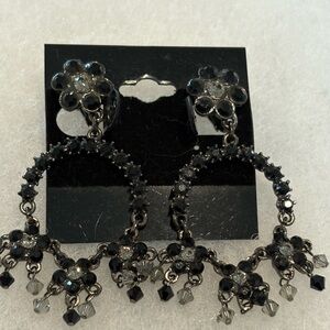 Vintage Black & Grey Accent Crystal  Drop Floral Crystal Hand Made Georgia